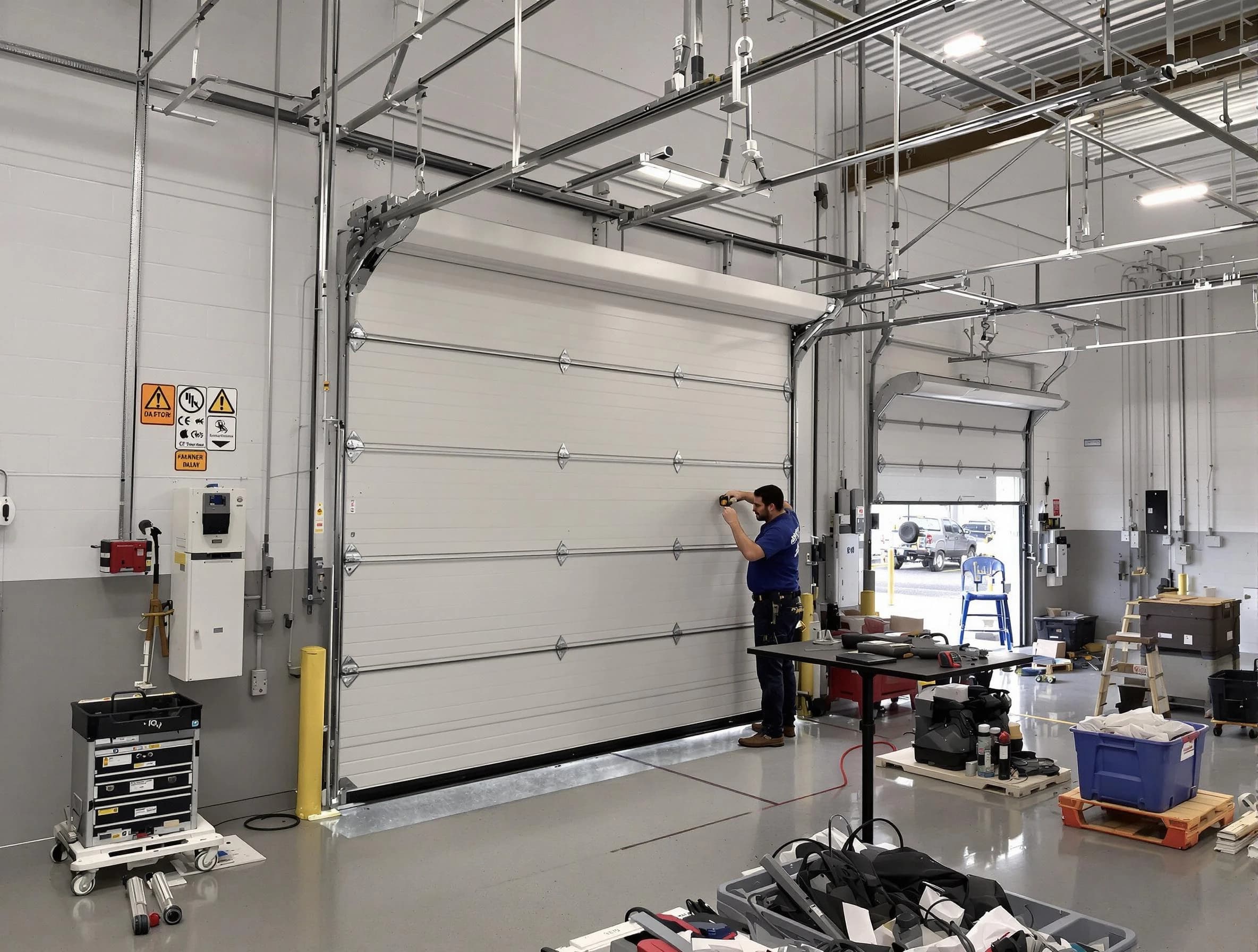 Commercial garage door repair being performed by Shaler Garage Door Repair expert in Shaler