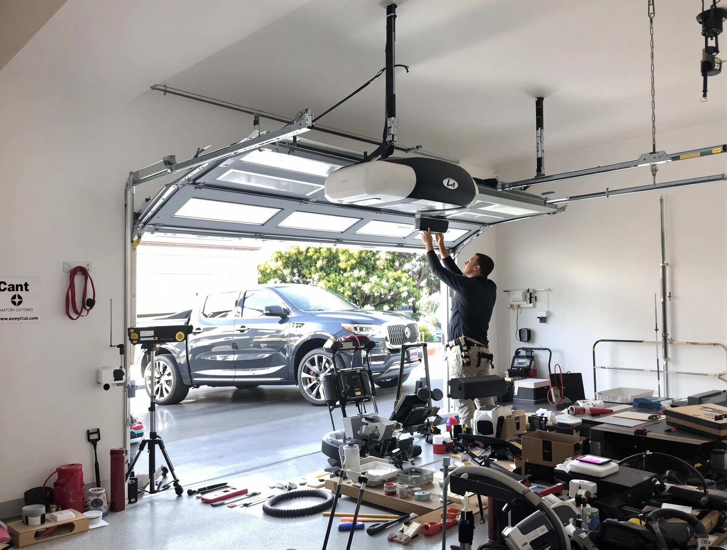 Shaler Garage Door Repair specialist installing smart garage door opener system in Shaler home
