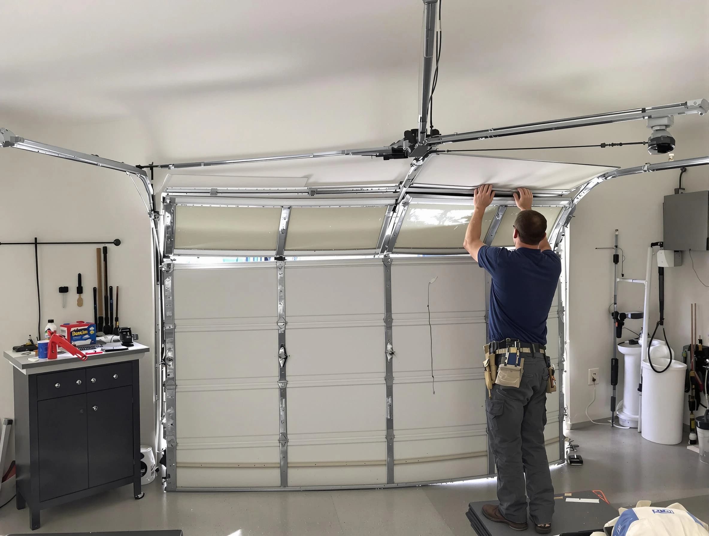 Shaler Garage Door Repair specialist performing precise section replacement on Shaler garage door