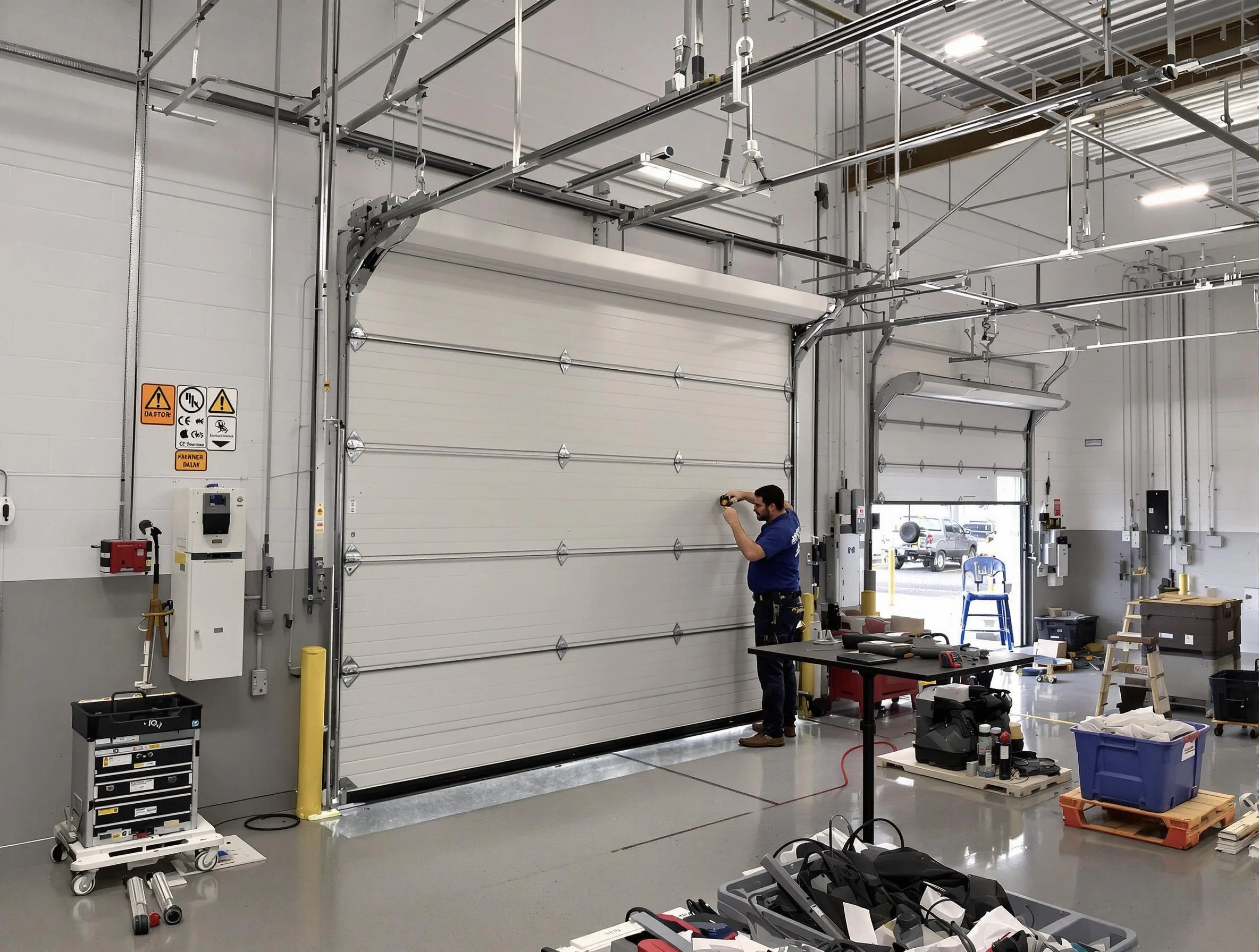 Commercial garage door repair being performed by Shaler Garage Door Repair expert in Shaler