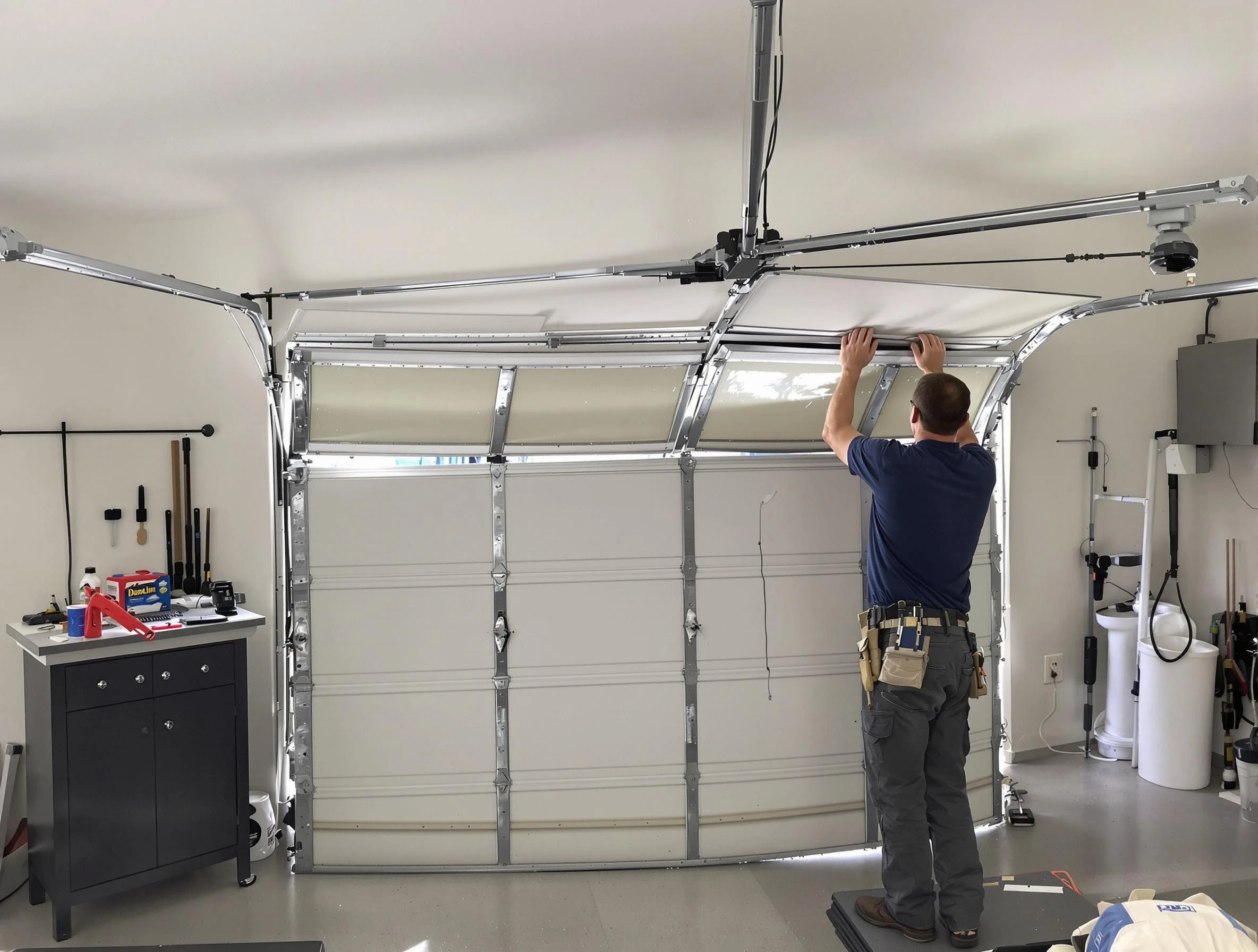Shaler Garage Door Repair specialist performing precise section replacement on Shaler garage door